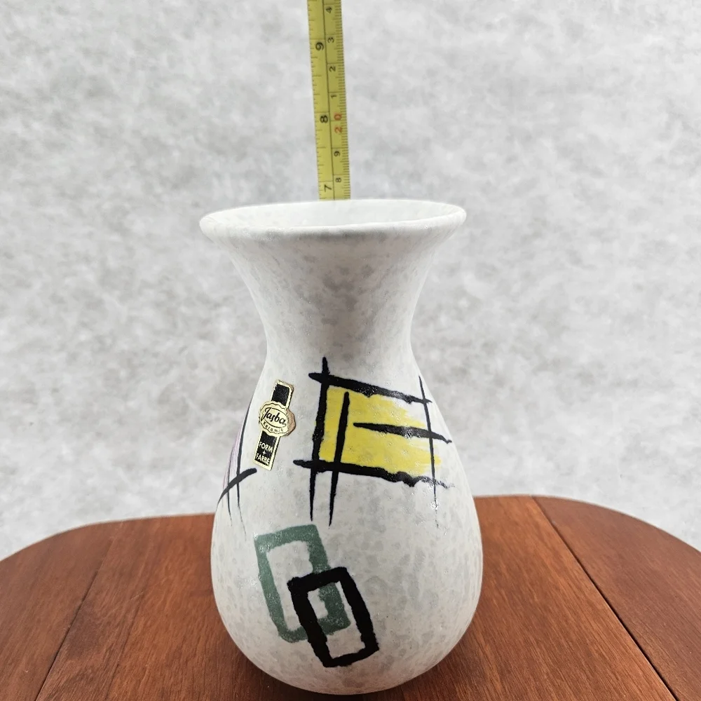 Vintage Ceramic Vase West Germany geometric design MCM Retro‎ 7x4